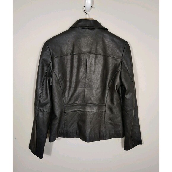 Vtg Maxima Wilson's Womens Black Leather Jacket Medium Button Up Soft 90s Y2K - Picture 6 of 16